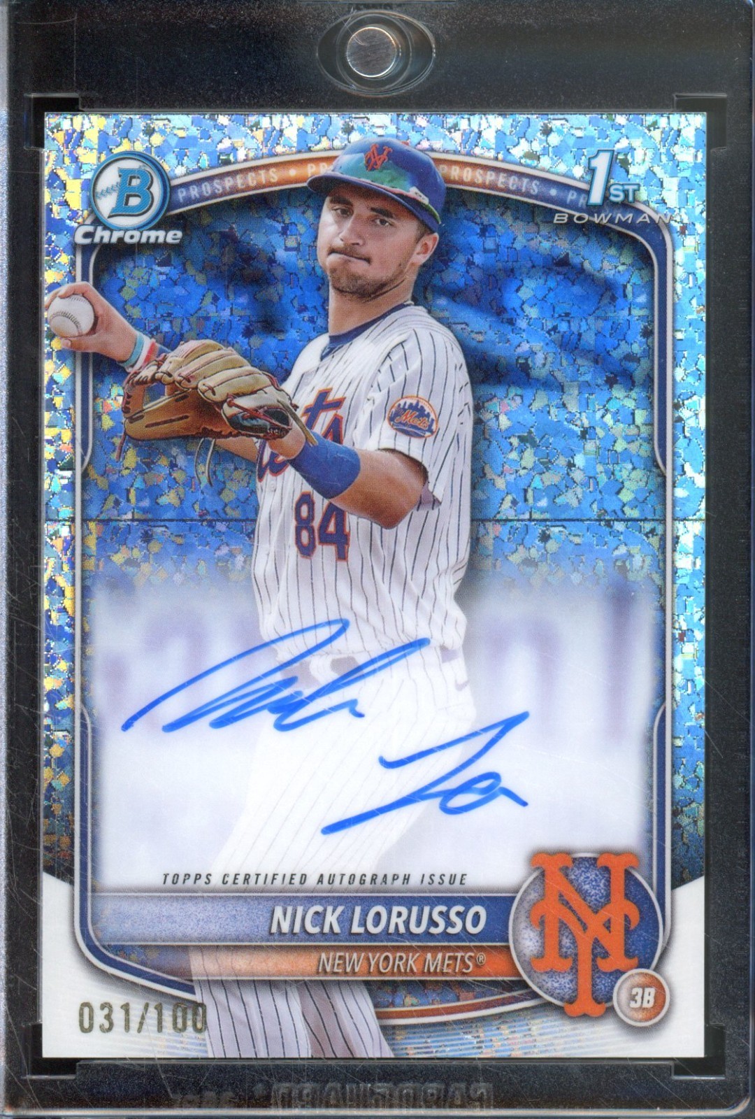2025 Bowman Chrome NICK LORUSSO #CPA-NL 1st Mini-Diamond Auto /100 New York Mets
