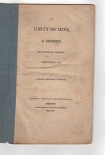 Thacher, Samuel Cooper: The Unity of God; a sermon, delivered September, 1815.