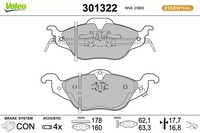 Valeo Bremsbelagsatz Scheibenbremse Essential 301322 FüR Opel Chevrolet T98 Cc