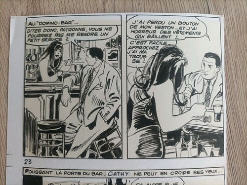 Christian Gaty, Brett Nr. 23, Tinte aus China, Caty gegen Gangster, um 1960 - Bild 2 von 3
