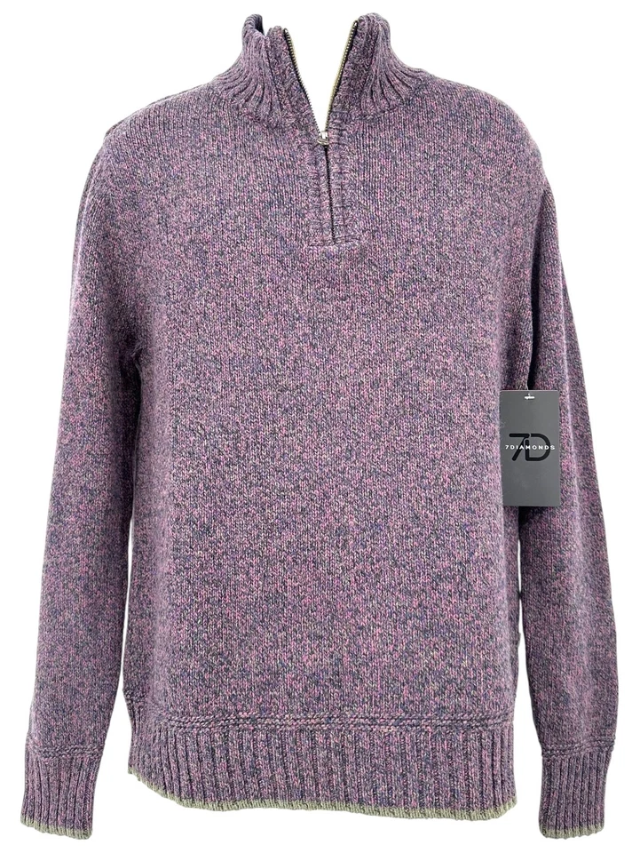 Suéter 7 DIAMONDS Para Hombre M Brezo Berry Marled Bryce Cuarto Cremallera Mezcla Lana Nuevo con Etiquetas Foto 2 de 4