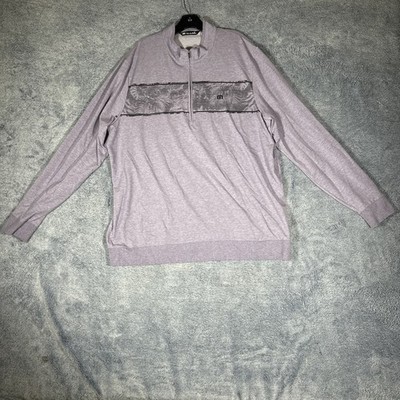 Travis Mathew Jacket Mens 2XL Purple Floral Long Sleeve 1/4 Zip Golf Performance