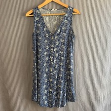 Gap Mini Sundress Small Sleeveless Button Down Casual Blue Paisley
