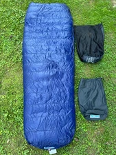 Western Mountaineering Ponderosa MF 6’6 Down Sleeping Bag Blue/Blk EXC 15Baffled