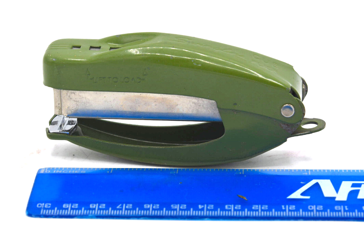 Vintage Swingline Cub Plier Hand Held Stapler Avocado Olive Green