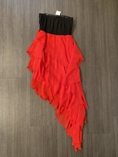 windsor Strapless high low red black dress nwt S