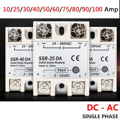 DC 3-32V to AC 24-380V Solid State Relays Module 10 to 100 Amp Single Phase SSR