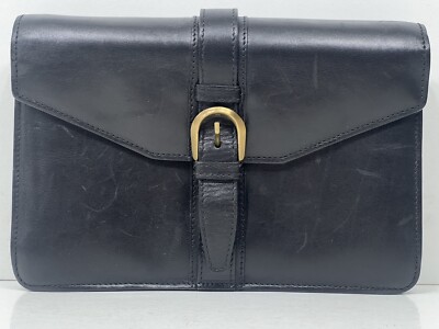 Elegante Vintage schwarze Leder Dokumenten- und Geldtasche Geldbörse von BALLY