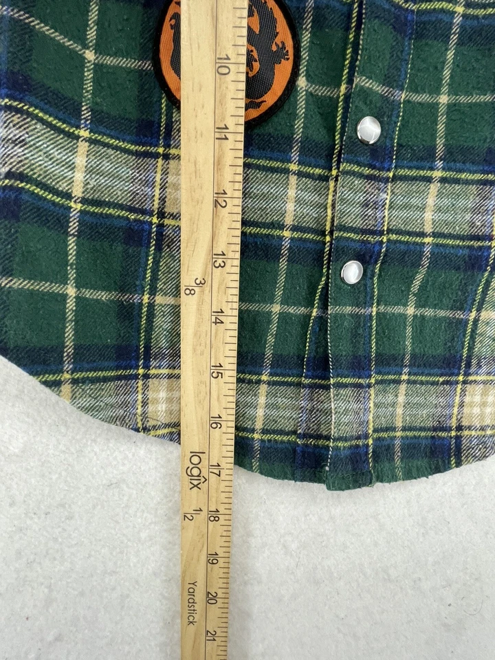 MONSTER REPUBLIC BOYS SHIRT GREEN PLAID YOUTH SZ 4 COTTON FLANNEL PEARL SNAP UP - Image 3 of 4