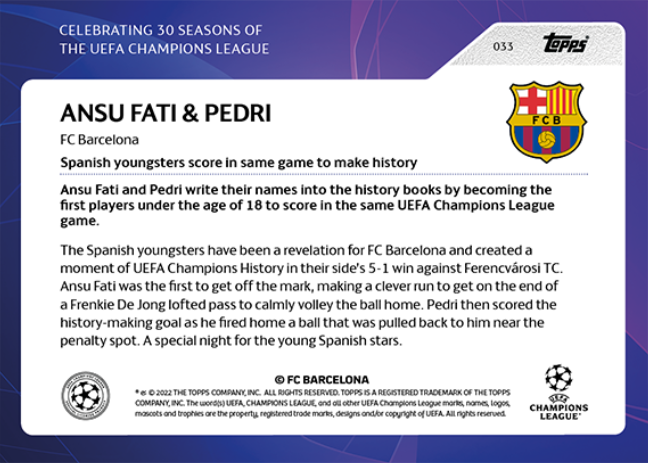 UEFA Champions League - 30 Seasons Celebration - Pedri & Ansu Fati #33