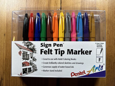 Pentel Sign Pen Felt Tip Markers S520-12, 12 Color Set, Fine Point