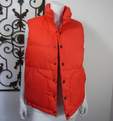 ECSTASY SNAP DOWN JACKET PUFFER VEST DOUBLE SIDE L LARGE WHITE ORANGE  