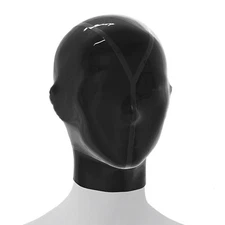 Black Latex Hood Full Cover Rubber Mask for Play Suffocation Fetish BDSM