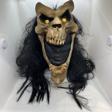 Vtg 2004 Mario Chiodo Halloween Mask Horned Demon Monster Skull Evil Long Hair