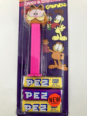 Garfield B PEZ Bonbons (1998) European Purple Card Open Eyes Slovenia 4.9 Pink S