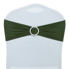 100 Spandex Stretch Chair Cover Sashes Bows Wedding Party Olive Green FREE SHIP