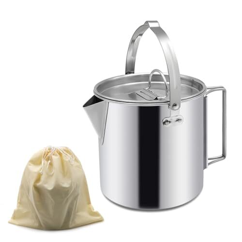 Camping Tea Kettle Portable 1.2L Coffee Pot Outdoors Camping Pot with Handles...