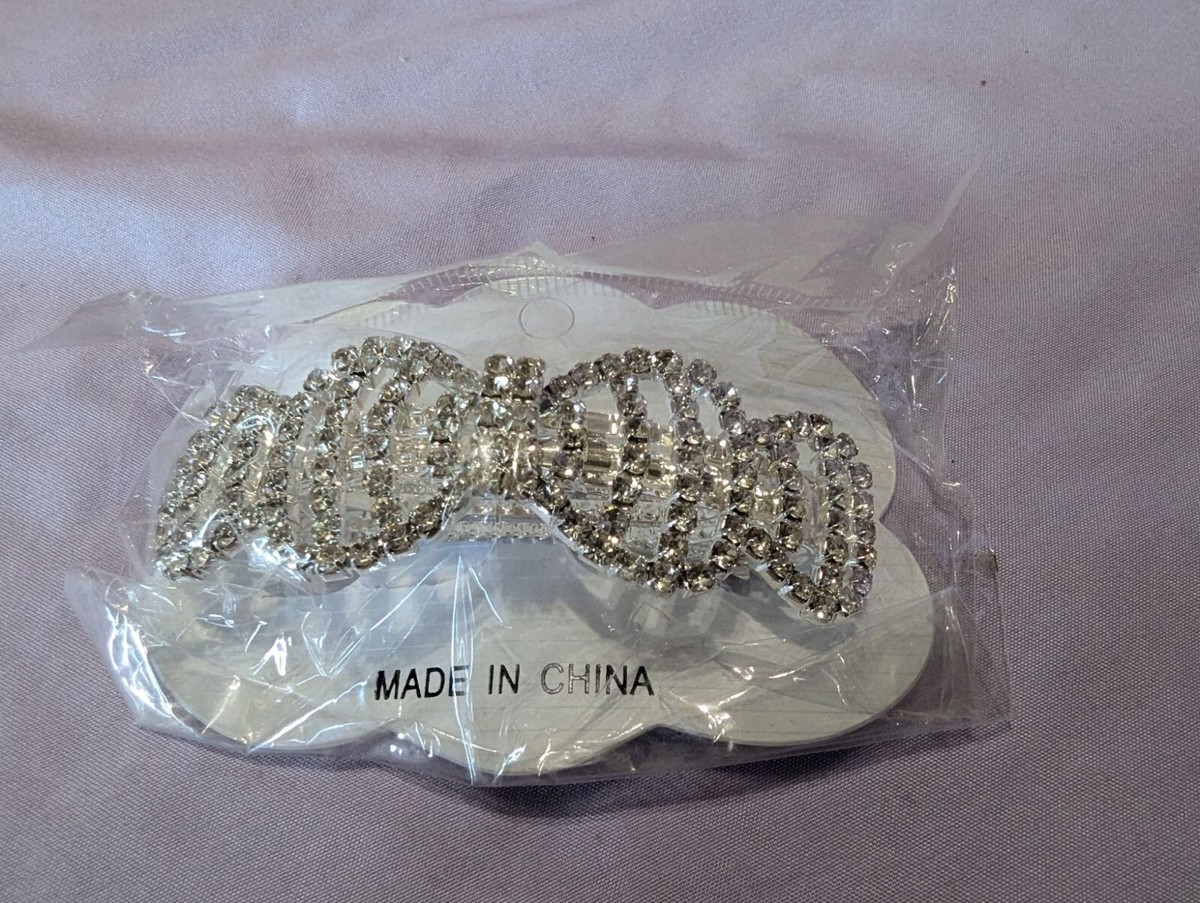 Rhinestone Silver Bow Hair Clip Barrette | eBay