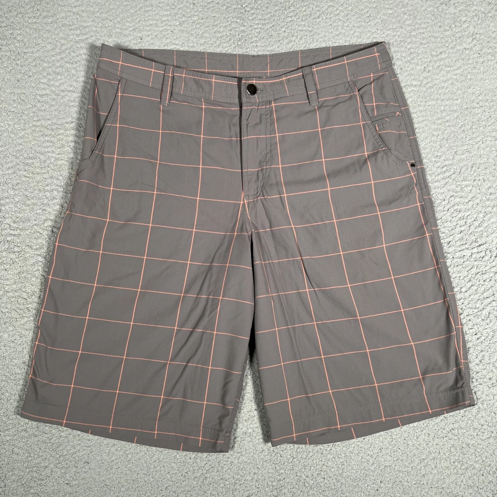 Lululemon Shorts Mens 34 Gray Plaid 5 Pocket Golf Tech Chino Casual Preppy Logo