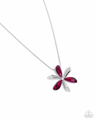 Paparazzi Potent Pattern - Pink - White Rhinestones - Pink Gems- Necklace & Earr