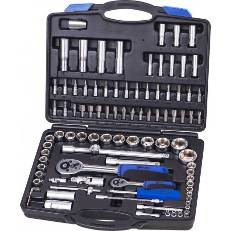 Coffret de douilles 1/4" 1/2" Stilker mallette cliquet 94 pièces chrome vanadium