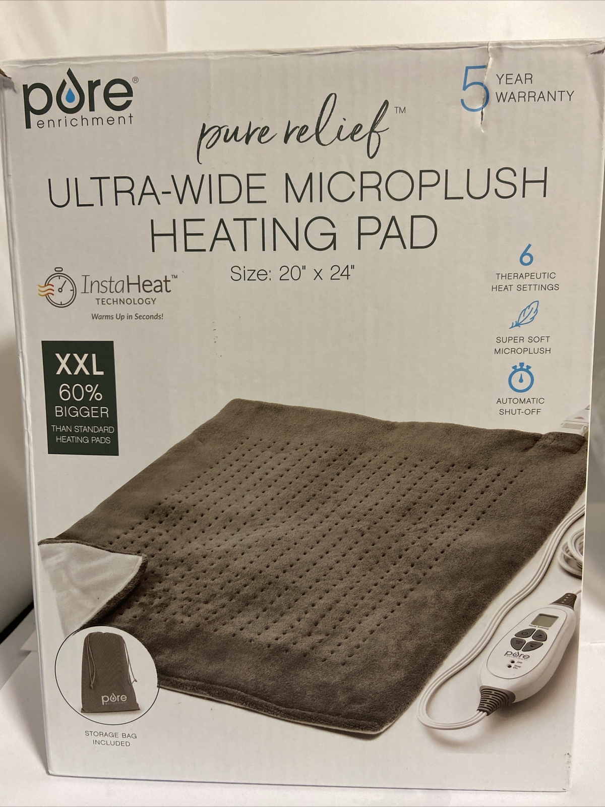 (Open Box) Pure Enrichment PureRelief XXL UltraWide Heating Pad 20” X