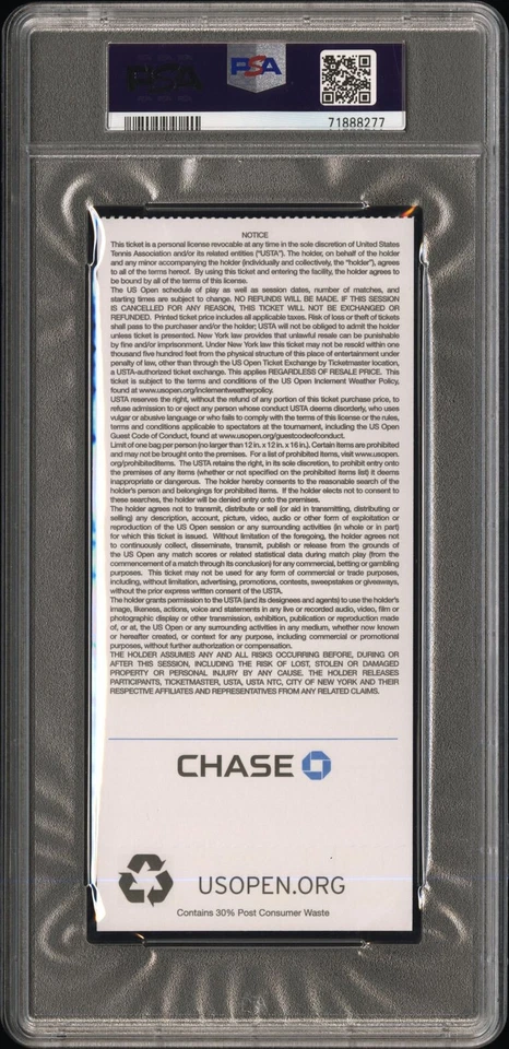 PSA 7 - NAOMI OSAKA defeats SERENA WILLIAMS 2018 US OPEN TENNIS FINALS TICKET - Image 2 of 3