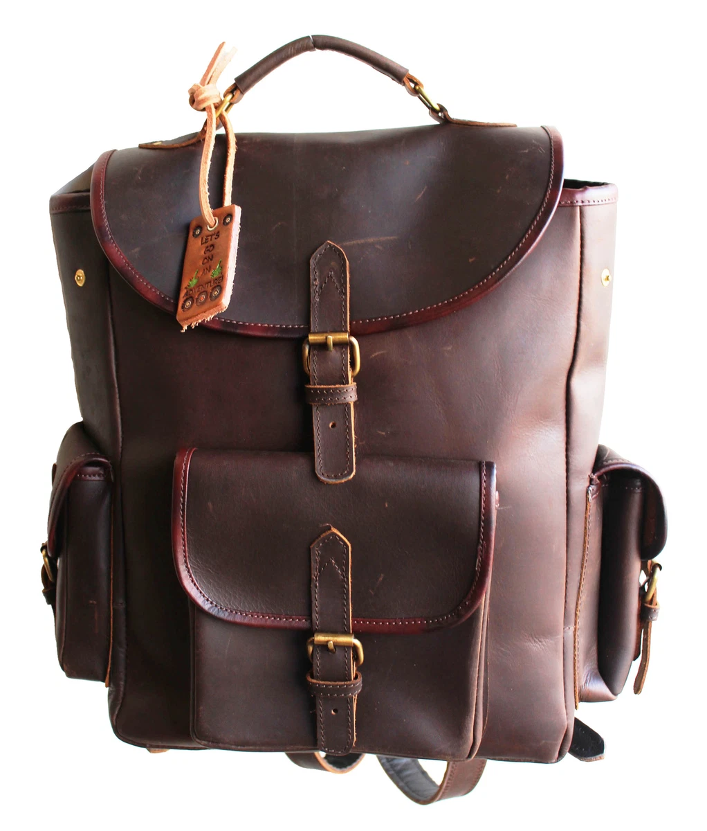 Challenger Full Grain Dark Brown Leather Backpack Multipurpose Travel Bag