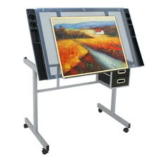 Adjustable Flexible Rolling Drawing Drafting Table Tempered Glass Art Craft 