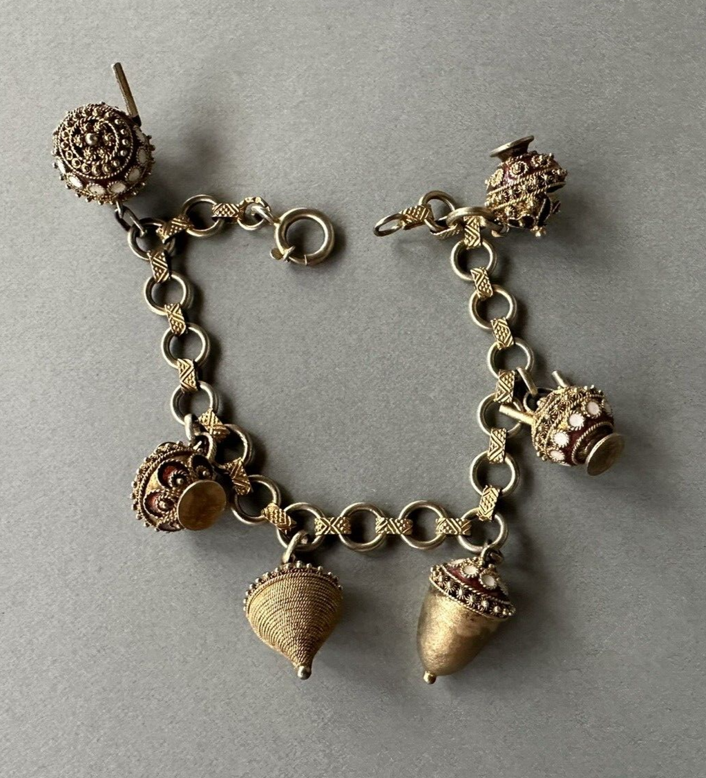 Vintage Etruscan Revival Italian Style Charm Bracelet c1940 eBay