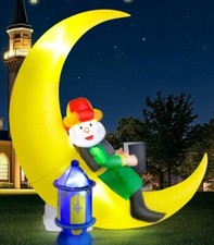 Inflatable Eid Decoration Moon With Lantern & Sitting Figure 5.8Ft Outdoor/Indoo