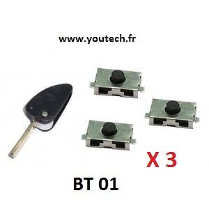 Lot de 3 Switchs boutons poussoirs pour cle plip Alfa Romeo 147, 156, 166, GT - Photo 1/1