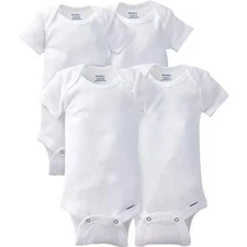 Gerber Toddler Baby's White Short Sleeve Onesies Bodysuits 4 Pack 0-3M Unisex SS
