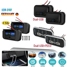 2 Stk 12V Auto KFZ Dual USB&middot;Typ-C Ladeger&auml;t Buchse Einbau Steckdose,f&uuml;r Wohnwage
