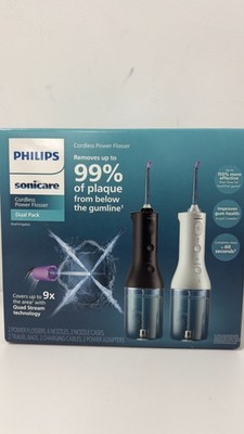 Philips Sonicare Cordless Power Flosser Dual Pack Black White Open Box New