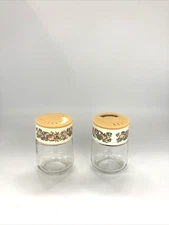 2 Vintage Corning Ware Glass Gemco Spice of Life Jars Spice Shakers