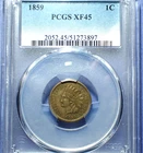 1859 Copper Nickel Indian Cent  PCGS XF 45