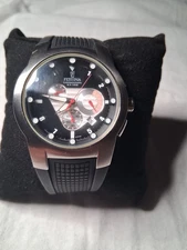 Festina Chronograph Watch Mens 42mm Silver Tone White Dial 6727 New Battery