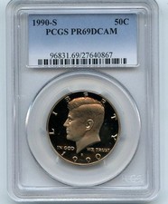1990 S 50C Kennedy Half Dollar Proof PCGS PR69DCAM