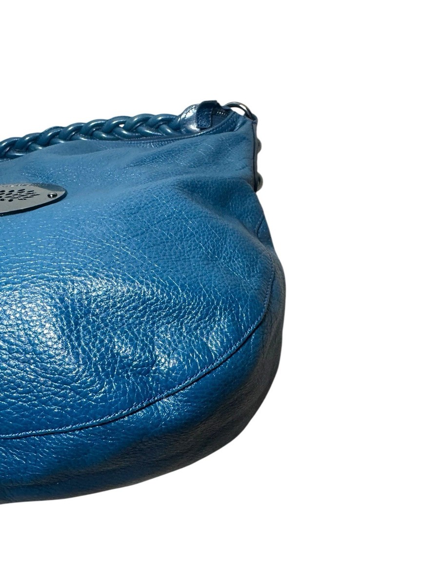 MULBERRY Shiny Blue Petrol Leather Daria Hobo Bag Braided Strap