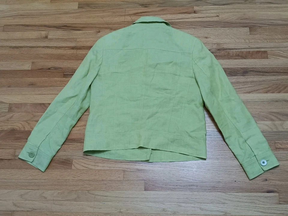 Talbots Women's Blazer Size 4 Irish Liner Green Button Up 100% Linen - Image 2 of 4