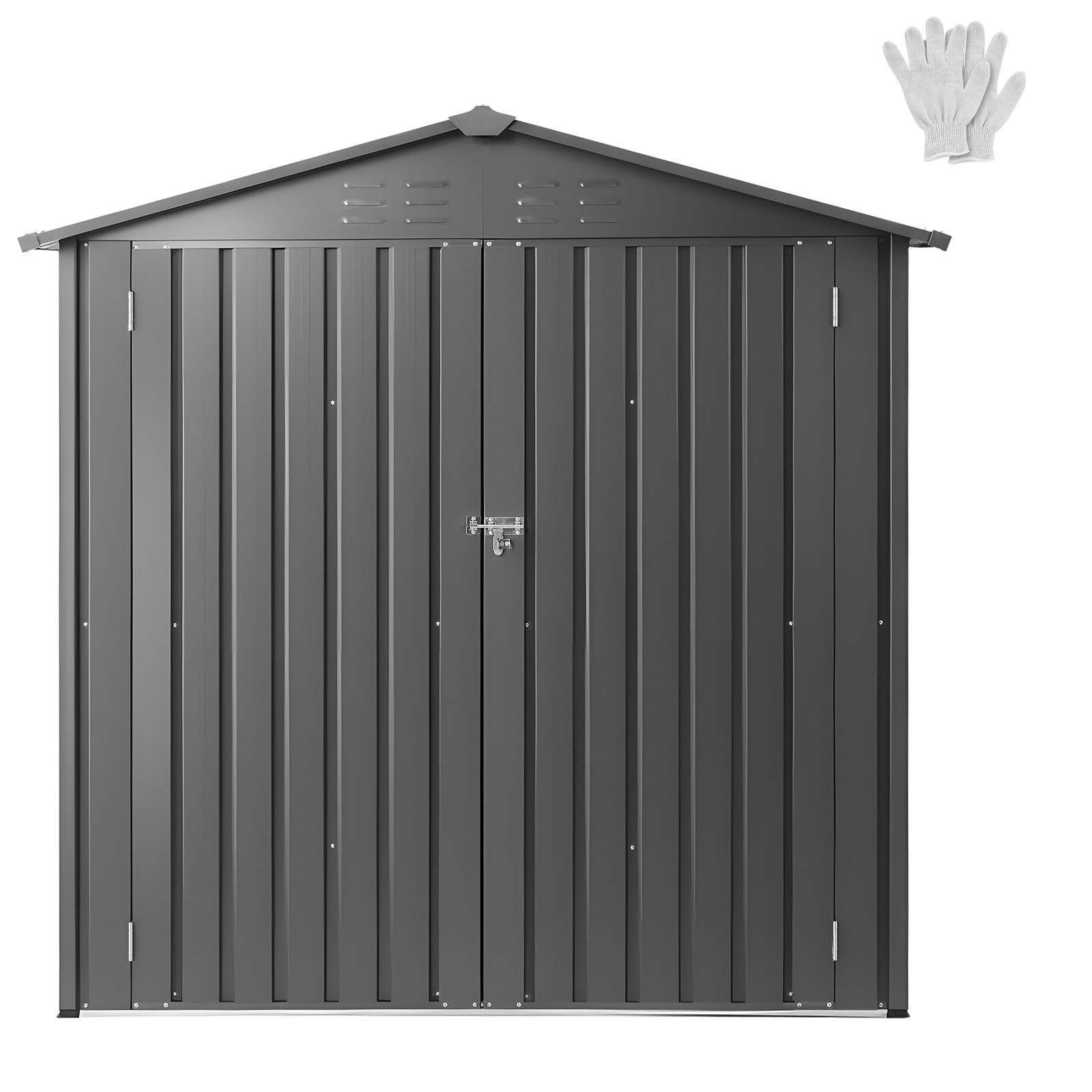 Uimoso 6 x 4 FT Metal Outdoor Storage Shed with 4 Ventilation Louvers, Grey