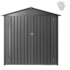 Uimoso 6 x 4 FT Metal Outdoor Storage Shed with 4 Ventilation Louvers, Grey
