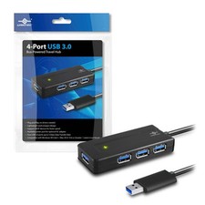 Vantec 4-Port USB 3.0 Bus-Powered Travel Hub (UGT-MH400U3),Black