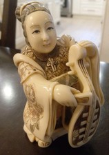 Japanese Carved Netsuke Benzaiten Godess of M...