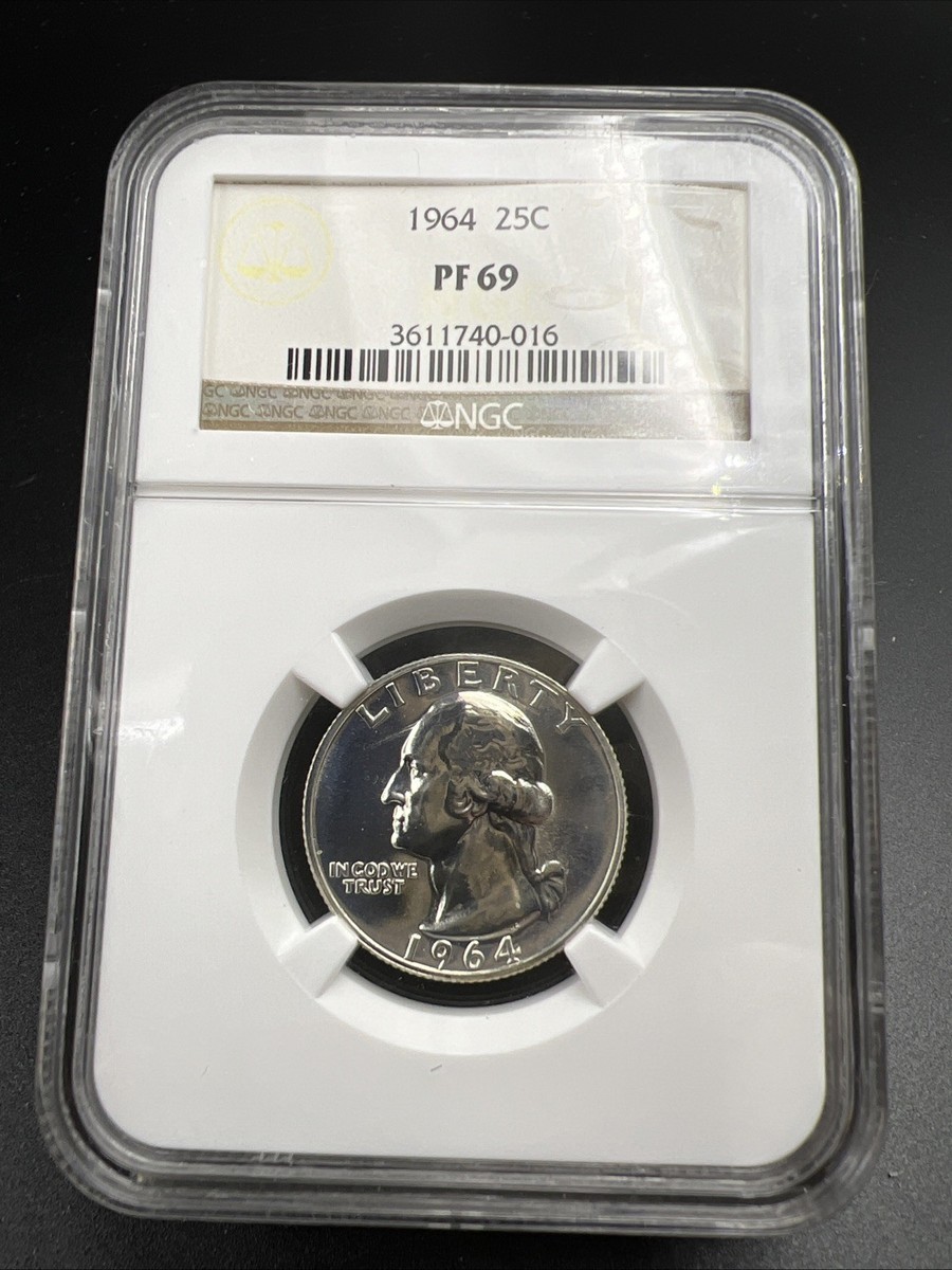 NEWMAN 繰出式 silver 925 純銀製 昭和レトロ 当時物 1964 25c Washington Silver Quarter Coin NGC Brown Label PF69 #016
