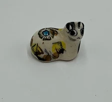 Tonala Mexican Pottery Hand Painted Folk Art Cat Figurine Collectible Vintage