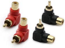 RCA Male to RCA Female Connectors Right Angle Plug Adapters M/F 90 Degree Elbow 