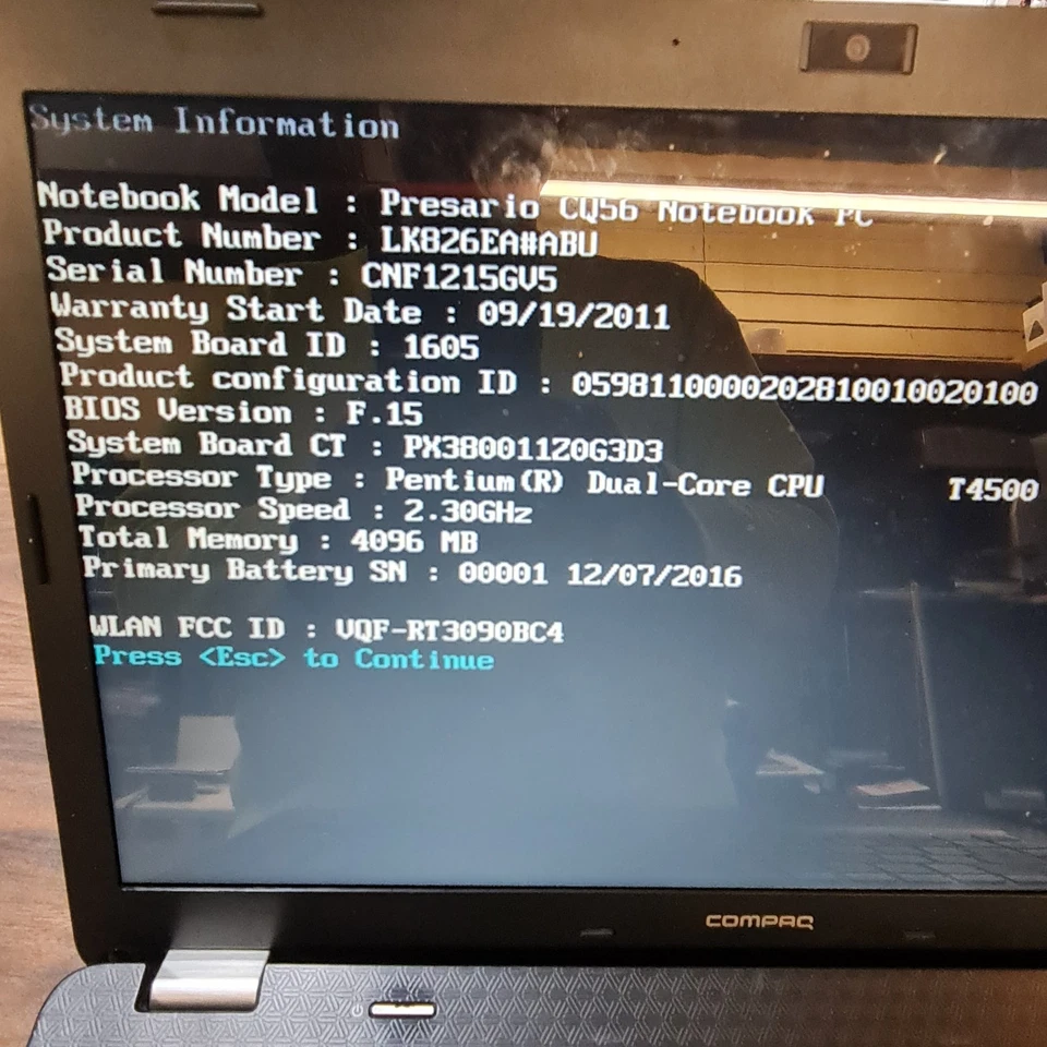 HP Compaq Presario CQ56 2.4GHz Laptop NO HARD DRIVE - Image 2 of 4