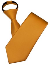 Branduce 3.15"  8cm  Mens Solid Satin Tie Pre-tied Adjustable Zipper Gold